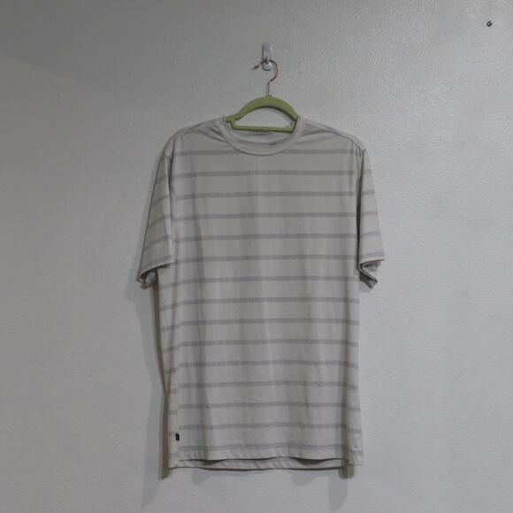 Mizzen+Main White Striped Short Sleeve Shirt Sz M - Picture 1 of 10